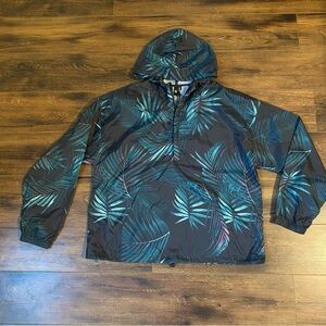 XL packable 3/4 zip windbreaker jacket tropical leaf print coat pullover ardene